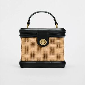Zara Black and Tan Mini Woven Bag